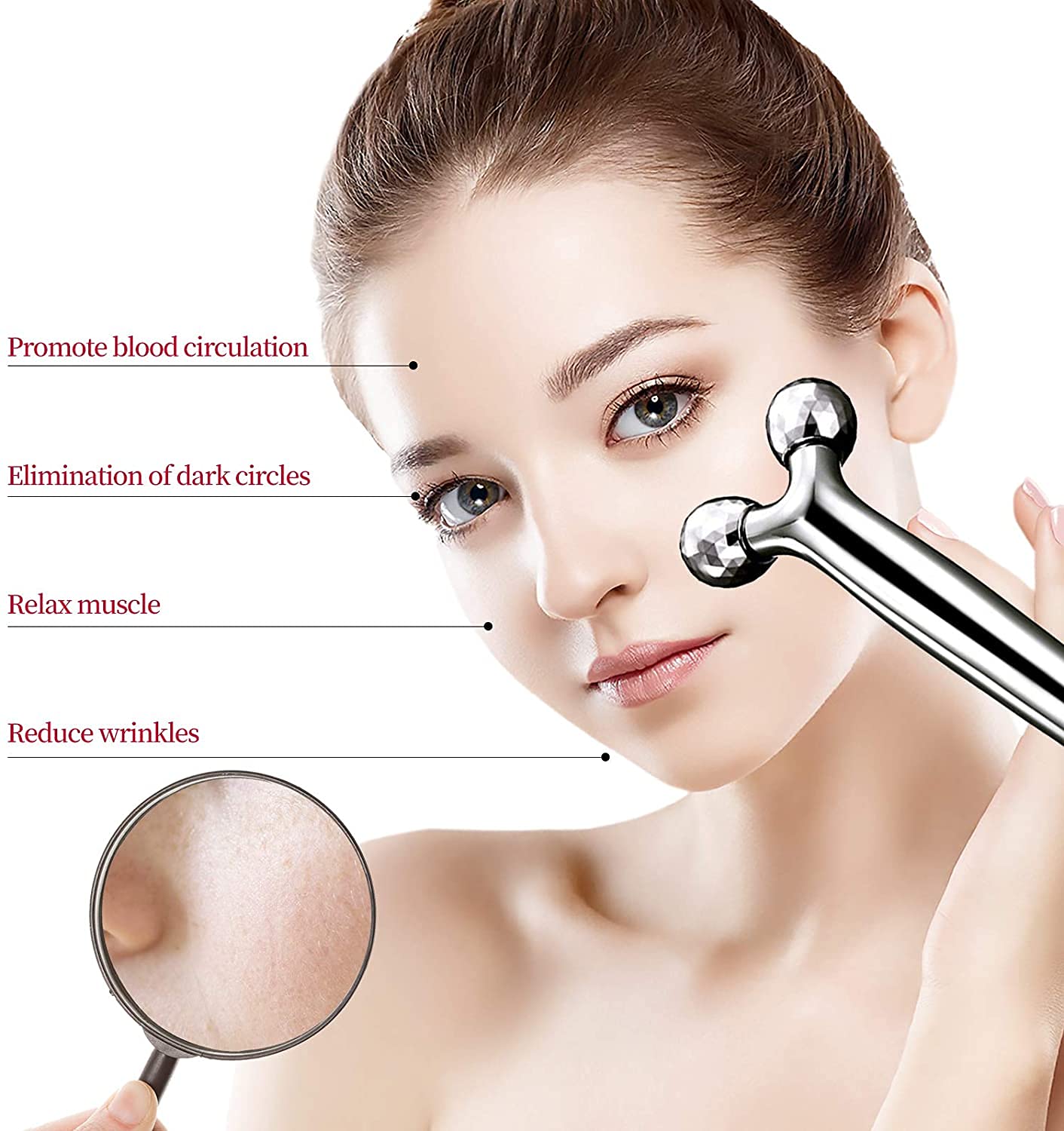 Skyvelin(S401) Small Mini 3D Y-Shape 360° Rotating Facial Roller Massager