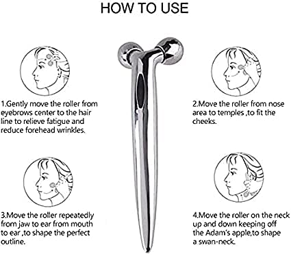 Skyvelin(S401) Small Mini 3D Y-Shape 360° Rotating Facial Roller Massager