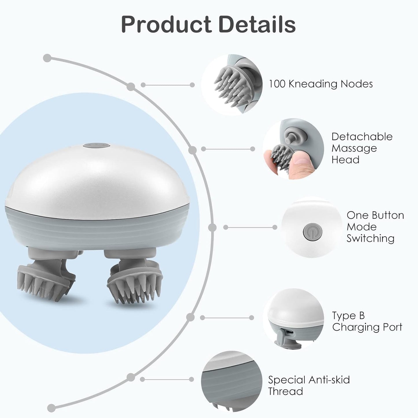 Skyvelin(S407) Rechargeable Electric Head & Scalp Massager