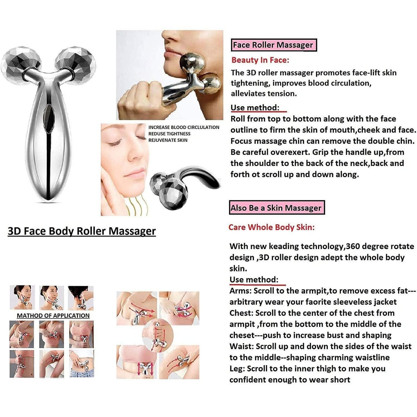 Skyvelin(S402) Big 360° Rotating Face & Body Massager