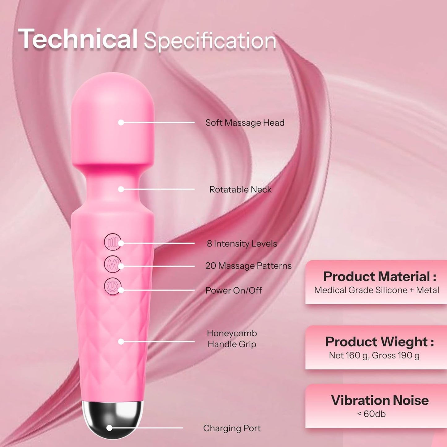 Skyvelin(S406) Wireless Rechargeable Massager for Women