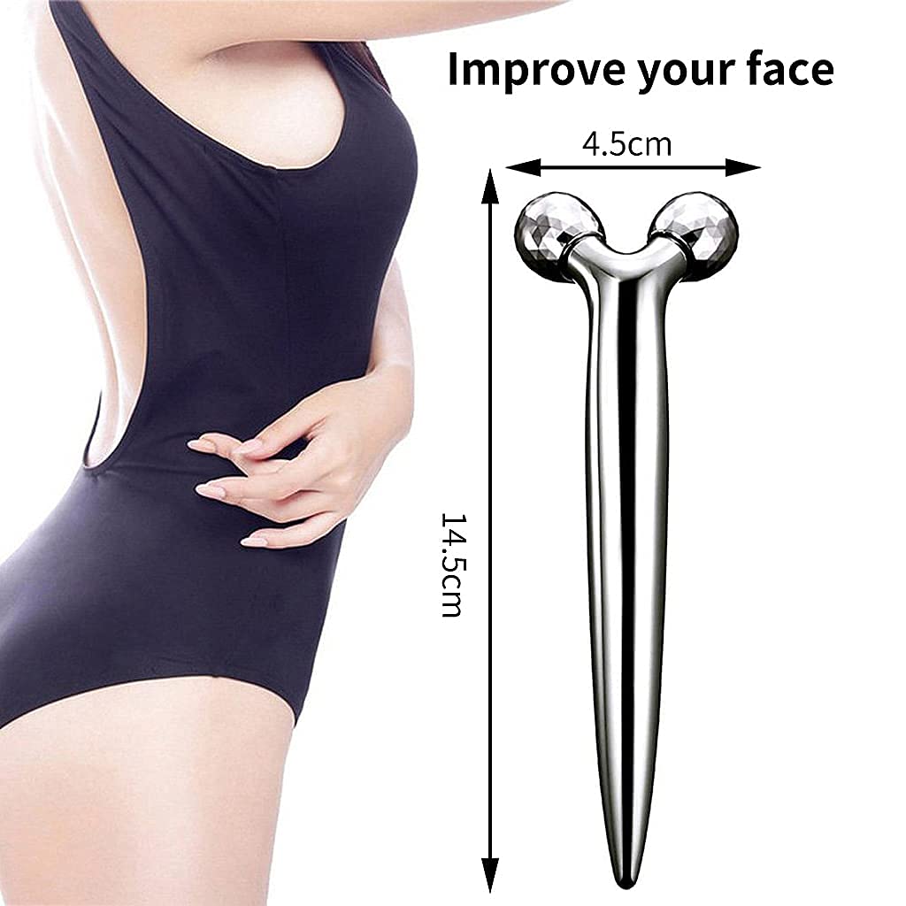 Skyvelin(S401) Small Mini 3D Y-Shape 360° Rotating Facial Roller Massager